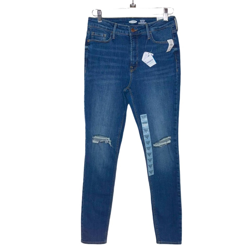 OLD NAVY Rockstar Super Skinny High Rise Distressed Jeans 8 Long NWT